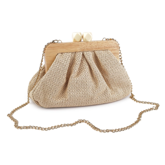 Kabelka - listová kabelka s dreveným rámčekom - 1 ks | Mimib