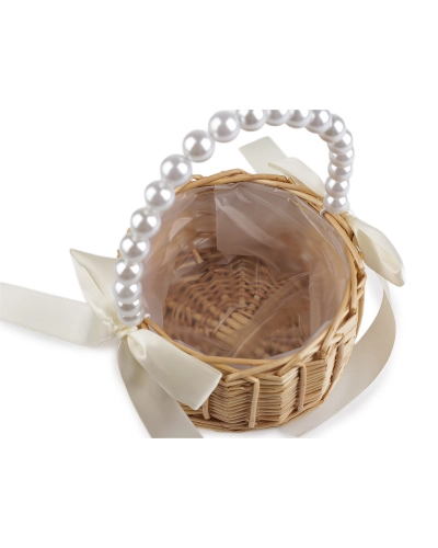 Svadobný prútený košíček pre družičky - 1 ks