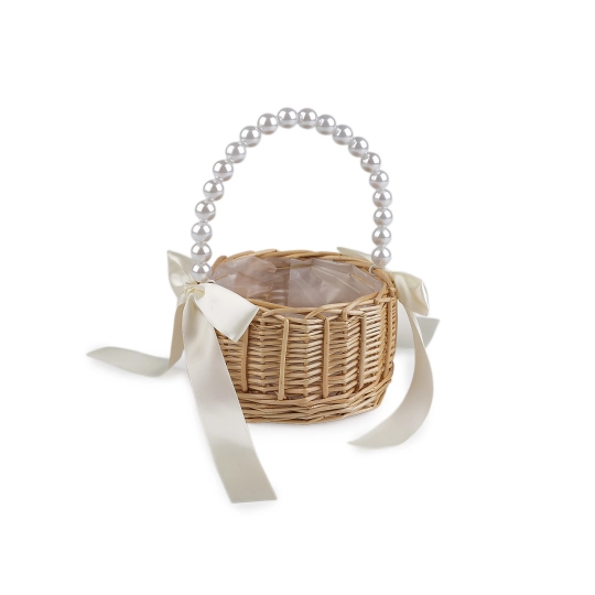Svadobný prútený košíček pre družičky - 1 ks | Mimib