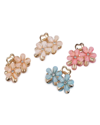 Štipec do vlasov kovový s brúsenými kamienkami kvety - 1 ks | Mimib