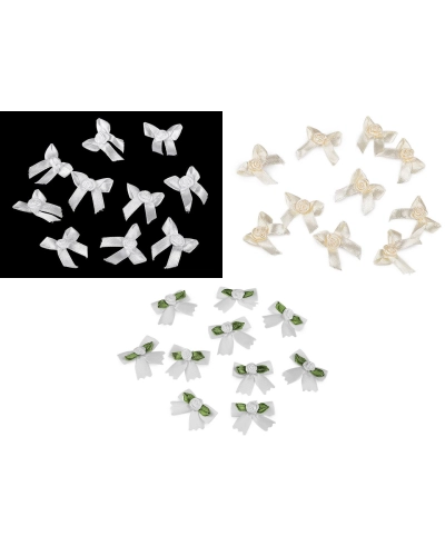 Saténová mašlička s ružičkou - 10 ks | Mimib