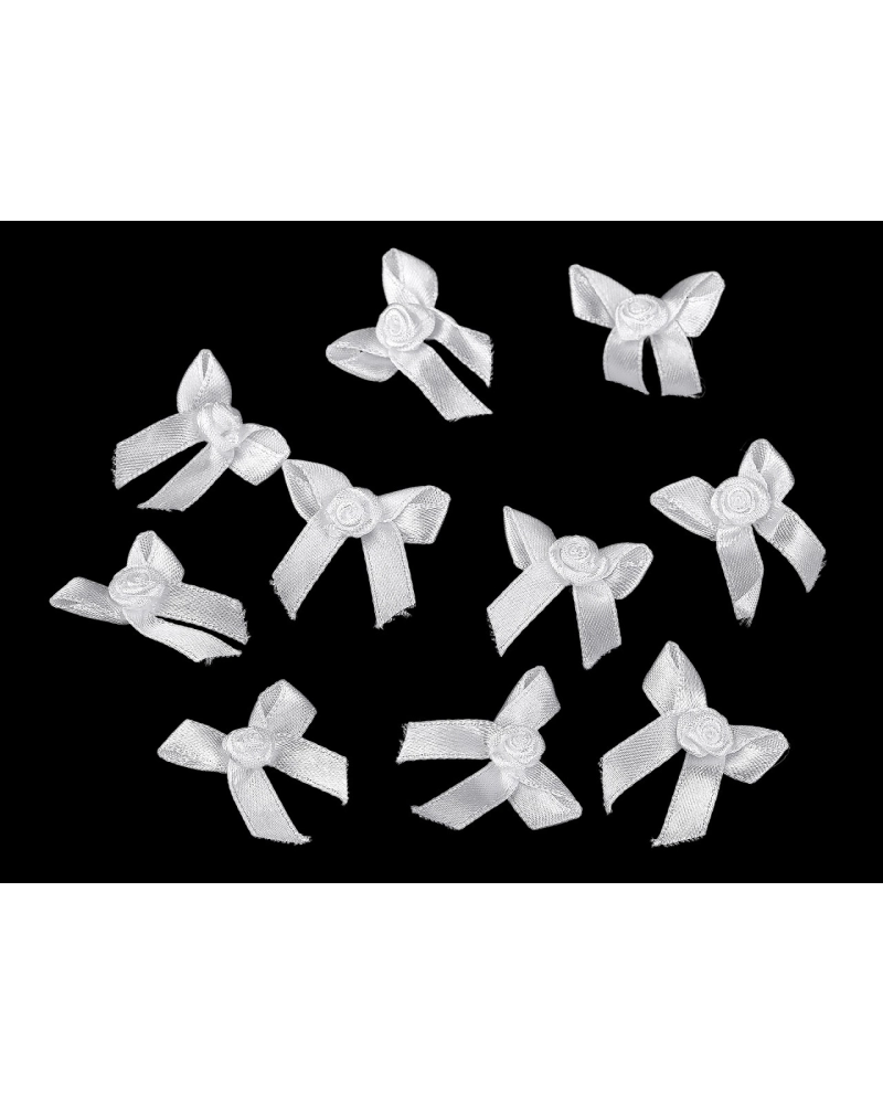 Saténová mašlička s ružičkou - 10 ks | Mimib