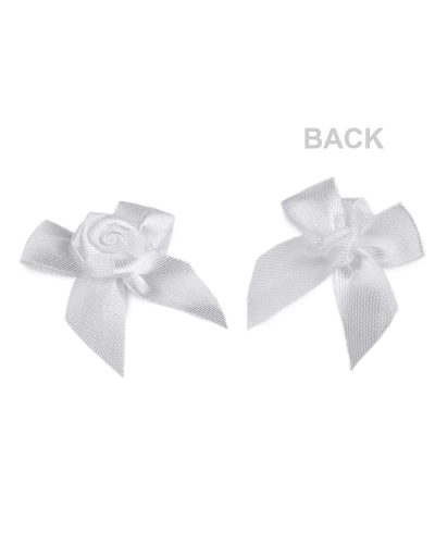 Saténová mašlička s ružičkou - 10 ks | Mimib