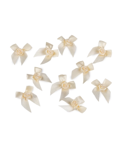 Saténová mašlička s ružičkou - 10 ks | Mimib