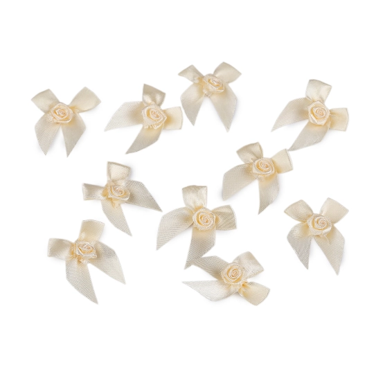 Saténová mašlička s ružičkou - 10 ks | Mimib