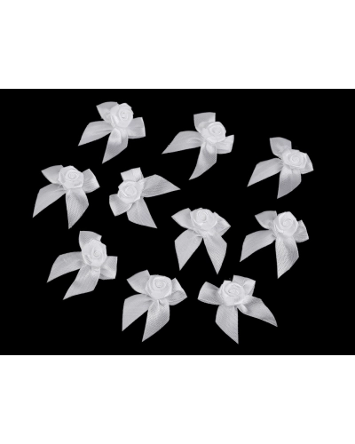 Saténová mašlička s ružičkou - 10 ks | Mimib