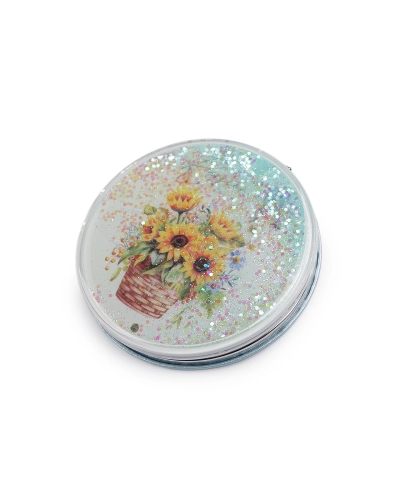 Kozmetické zrkadlo s tekutými glitrami kvety - 1 ks | Mimib