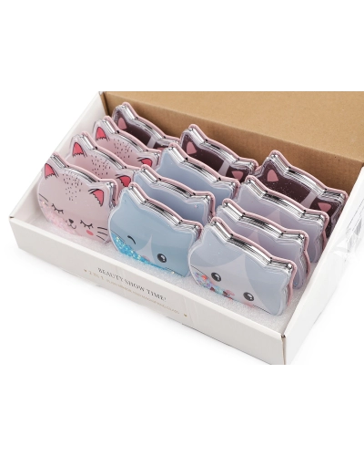 Kozmetické zrkadlo s tekutými glitrami mačka - 1 ks | Mimib