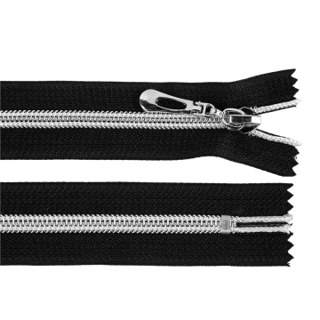 7-es számú spirális cipzár ezüst fogakkal