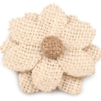 Textil aplikáció / felvarrható juta virág1 - 1db.
