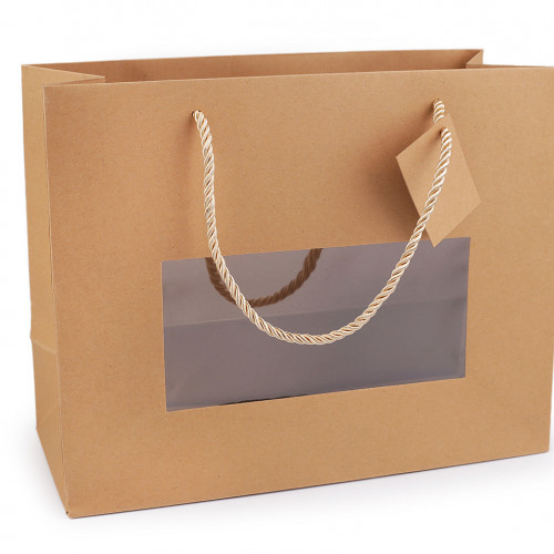 Papír táska natural átlátszó széles aljal1 - 1db.